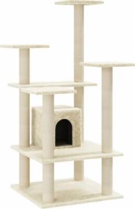 vidaXL Drapak dla kota ze słupkami sizalowymi, kremowy, 110 cm 2