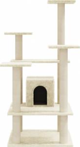 vidaXL Drapak dla kota ze słupkami sizalowymi, kremowy, 110 cm 4