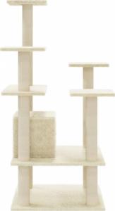 vidaXL Drapak dla kota ze słupkami sizalowymi, kremowy, 110 cm 5