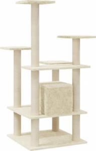 vidaXL Drapak dla kota ze słupkami sizalowymi, kremowy, 110 cm 6