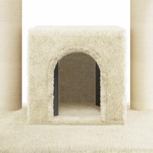 vidaXL Drapak dla kota ze słupkami sizalowymi, kremowy, 110 cm 7