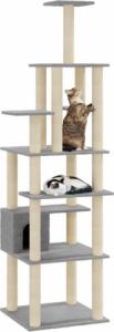 vidaXL Drapak dla kota z sizalowymi słupkami, jasnoszary, 183 cm 3