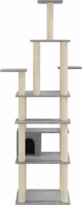 vidaXL Drapak dla kota z sizalowymi słupkami, jasnoszary, 183 cm 4