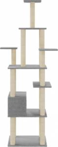 vidaXL Drapak dla kota z sizalowymi słupkami, jasnoszary, 183 cm 5