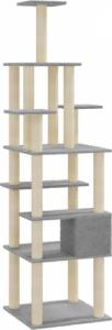 vidaXL Drapak dla kota z sizalowymi słupkami, jasnoszary, 183 cm 6