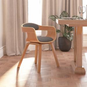 vidaXL Krzesło stołowe, jasnoszare, gięte drewno i tkanina 1