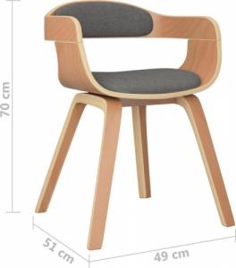 vidaXL Krzesło stołowe, jasnoszare, gięte drewno i tkanina 6