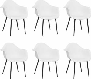 vidaXL Krzesła stołowe, 6 szt., białe, PP 2