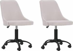 vidaXL Obrotowe krzesła stołowe, 2 szt., kremowe, obite tkaniną 1