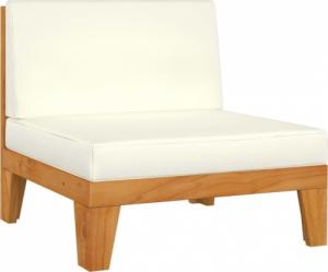 vidaXL Moduł sofy środkowej, kremowe poduszki, lite drewno akacjowe 1