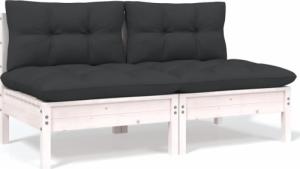 vidaXL 2-osobowa sofa ogrodowa z poduszkami, biała, drewno sosnowe 1