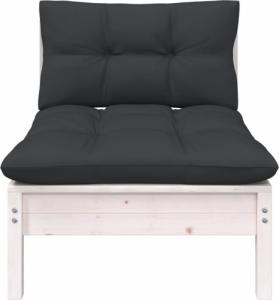 vidaXL 2-osobowa sofa ogrodowa z poduszkami, biała, drewno sosnowe 3