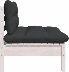 vidaXL 2-osobowa sofa ogrodowa z poduszkami, biała, drewno sosnowe 4