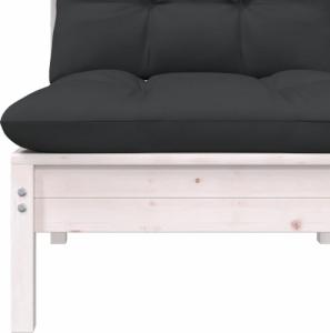 vidaXL 2-osobowa sofa ogrodowa z poduszkami, biała, drewno sosnowe 5