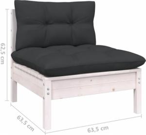 vidaXL 2-osobowa sofa ogrodowa z poduszkami, biała, drewno sosnowe 7