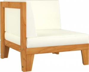 vidaXL Moduł sofy narożnej, kremowe poduszki, drewno akacjowe 1