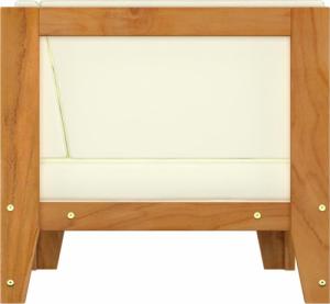 vidaXL Moduł sofy narożnej, kremowe poduszki, drewno akacjowe 3