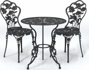 vidaXL 3-cz. zestaw mebli bistro ze stopu aluminium, czarny 2