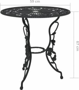 vidaXL 3-cz. zestaw mebli bistro ze stopu aluminium, czarny 8