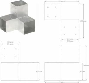vidaXL Łączniki w kształcie Y, 4 szt., galwanizowany metal, 101x101 mm 7