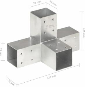 vidaXL Łączniki w kształcie X, 4 szt., galwanizowany metal, 71x71 mm 7