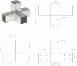 vidaXL Łączniki w kształcie X, 4 szt., galwanizowany metal, 71x71 mm 8