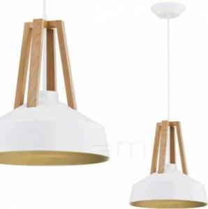 Lampa wisząca KET LAMPA wisząca KET181 skandynawska OPRAWA metalowy ZWIS ekologiczny drewno biały 1