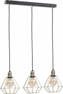 Lampa wisząca KET Industrialna LAMPA wisząca KET558 druciana OPRAWA klatki ZWIS metalowy na listwie złoty czarny 1