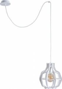 Lampa wisząca KET Loftowa LAMPA wisząca KET651 skandynawska OPRAWA drewniany zwis biały 1