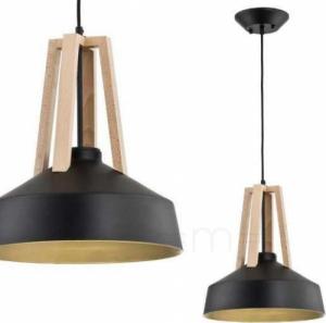 Lampa wisząca KET LAMPA wisząca KET180 metalowa OPRAWA skandynawski zwis ekologiczny drewno czarny 1