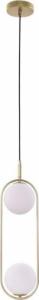 Lampa wisząca Copel Wisząca LAMPA modernistyczna CORDEL 32-73464 COPEL ring OPRAWA kula szklana ZWIS metalowy mosiężny biały 2