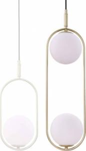 Lampa wisząca Copel Wisząca LAMPA modernistyczna CORDEL 32-73464 COPEL ring OPRAWA kula szklana ZWIS metalowy mosiężny biały 4