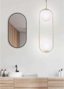 Lampa wisząca Copel Wisząca LAMPA modernistyczna CORDEL 32-73464 COPEL ring OPRAWA kula szklana ZWIS metalowy mosiężny biały 5