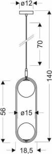 Lampa wisząca Copel Wisząca LAMPA modernistyczna CORDEL 32-73464 COPEL ring OPRAWA kula szklana ZWIS metalowy mosiężny biały 6