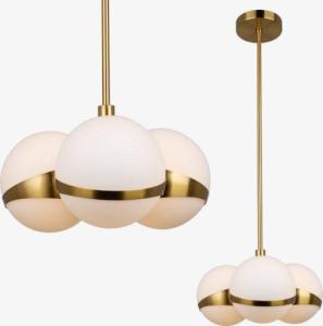 Lampa wisząca Copel Modernistyczna LAMPA sufitowa CGCIL3 COPEL metalowa OPRAWA szklane kule balls mosiądz białe 1
