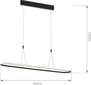 Lampa wisząca Mdeco LAMPA wisząca SLIM/000001/3000/B MDECO metalowa OPRAWA owalny ZWIS LED 37W 3000K nad stół czarny 3