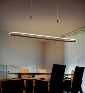 Lampa wisząca Mdeco LAMPA wisząca SLIM/000001/3000/B MDECO metalowa OPRAWA owalny ZWIS LED 37W 3000K nad stół czarny 4