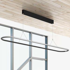 Lampa wisząca Mdeco LAMPA wisząca SLIM/000001/3000/B MDECO metalowa OPRAWA owalny ZWIS LED 37W 3000K nad stół czarny 5