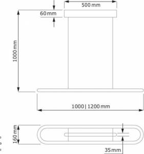 Lampa wisząca Mdeco LAMPA wisząca SLIM/000001/3000/B MDECO metalowa OPRAWA owalny ZWIS LED 37W 3000K nad stół czarny 6