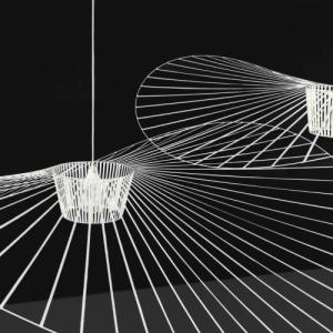 Lampa wisząca Mdeco Druciana LAMPA wisząca K-KAPELUSZ-BIAŁA industrialna OPRAWA metalowy zwis biały 4