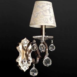 Kinkiet VEN Kinkiet LAMPA ścienna VEN K-BH 12075/1 klasyczna OPRAWA abażurowa z kryształkami wzory crystal patyna kremowa 1