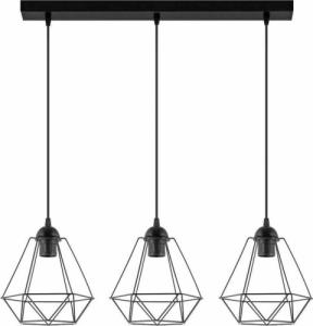 Lampa wisząca VEN Industrialna LAMPA wisząca VEN W-L 1210/3 metalowa OPRAWA klatki hygge na listwie czarne 1