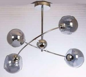 Lampa wisząca VEN Loftowa LAMPA sufitowa VEN 2690/4 modernistyczna OPRAWA szklane klosze chrom przydymione 1