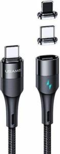 Kabel USB Usams USB-C - USB-C + Lightning 2 m Czarny (6958444973203) 1