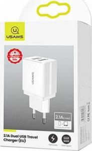 Ładowarka Usams USAMS Ład. siec. 2xUSB T24 2,1A biały /white CC90TC01 (US-CC090) 3