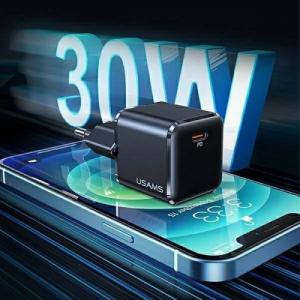 Ładowarka Usams USAMS Ład. siec. USB-C T45 30W PD3.0 +QC3.0 Fast Charging +kabel U63 USB-C/Lightning czarny/black UXTZH01 (USAMS-UX) 7