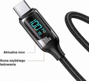 Kabel USB Usams USB-C - USB-C 1.2 m Czarny (6958444975450) 2