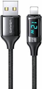 Kabel USB Usams USB-A - Lightning 1.2 m Czarny (6958444975399) 1