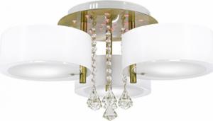 Lampa sufitowa Mdeco Abażurowa LAMPA sufitowa DRS8006/321QG MDECO glamour OPRAWA z kryształkami do jadalni biała mosiądz 1