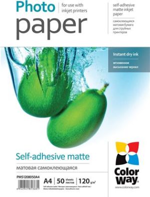 ColorWay Matte self-adhesive Photo Paper, A4, 120 g/m2, 50 arkuszy (PMS1208050A4) 1